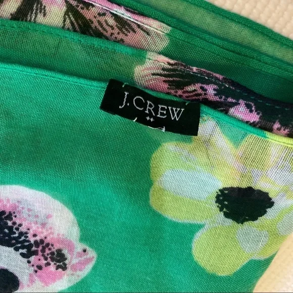 J. Crew Punk Floral Scarf Printed Linen Green - Picture 4 of 5